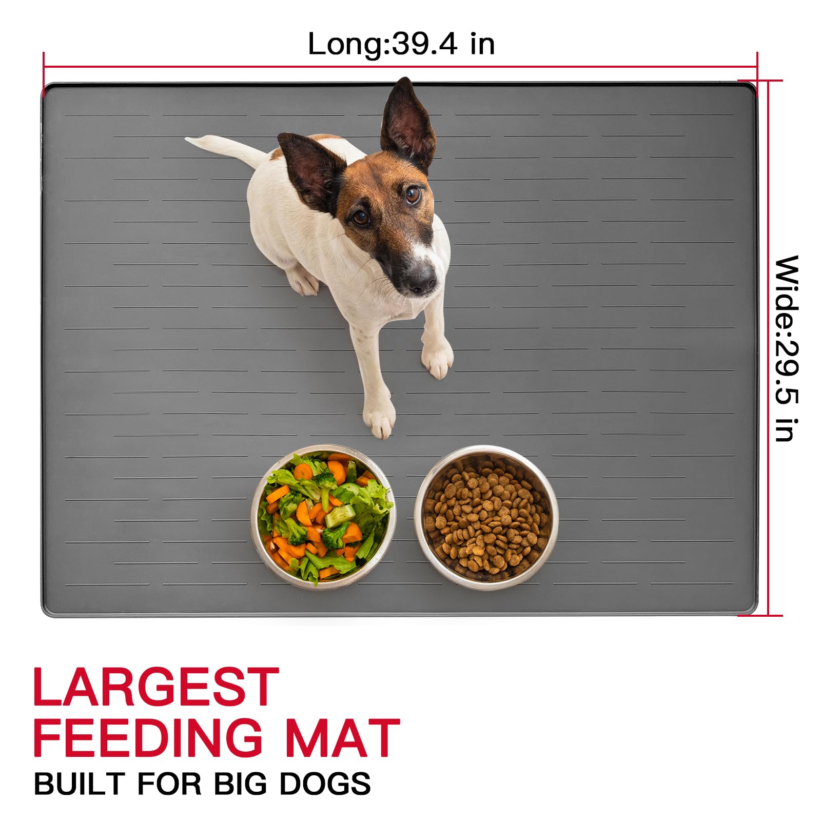 Ultibe 39.4 x 29.5 Large Silicone Pet Food Mat | Nonslip with Raised Edge