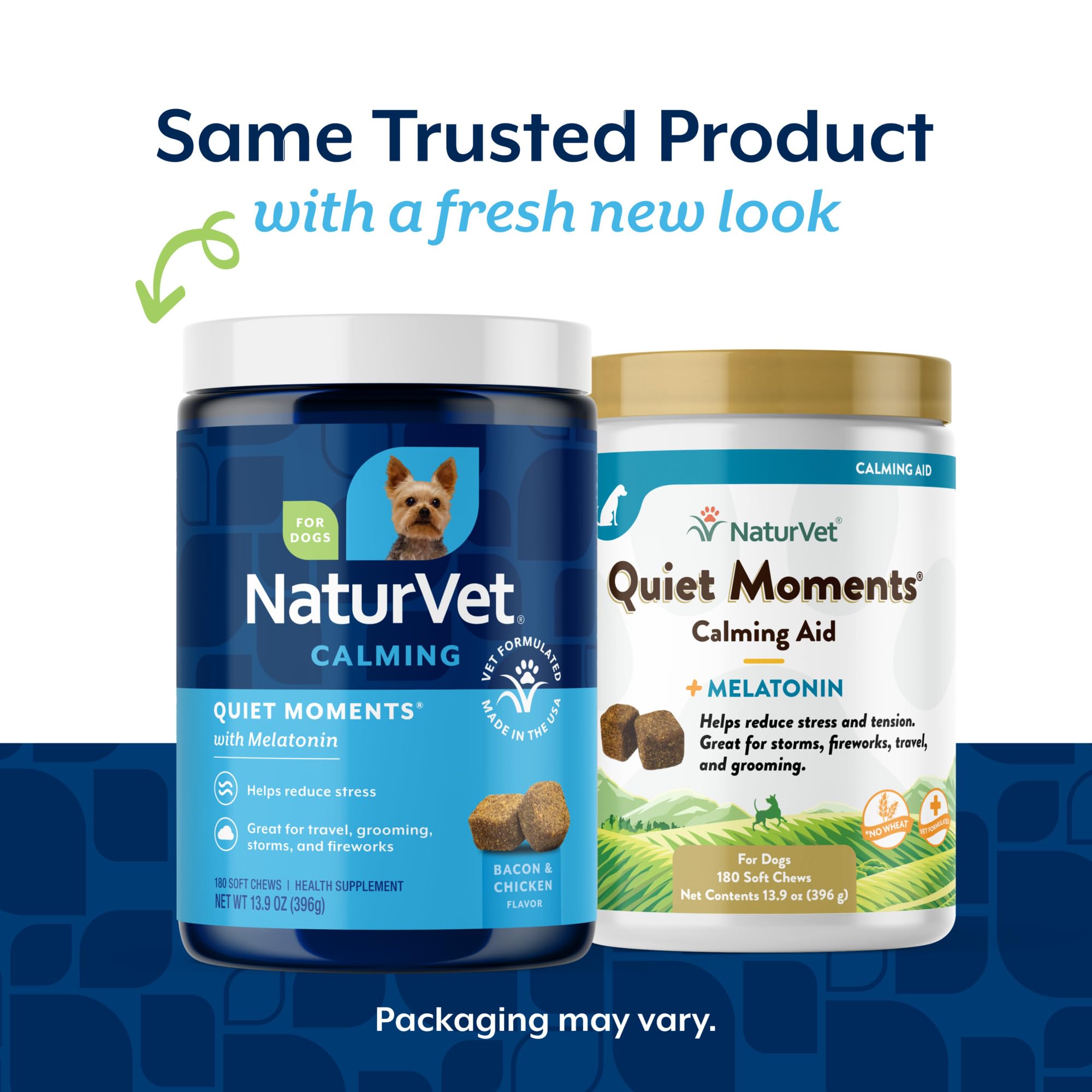 NaturVet Moments-Calmes pour Chien : Friandises Molles Calmantes à la Mélatonine – Pot de 180 Bouchées