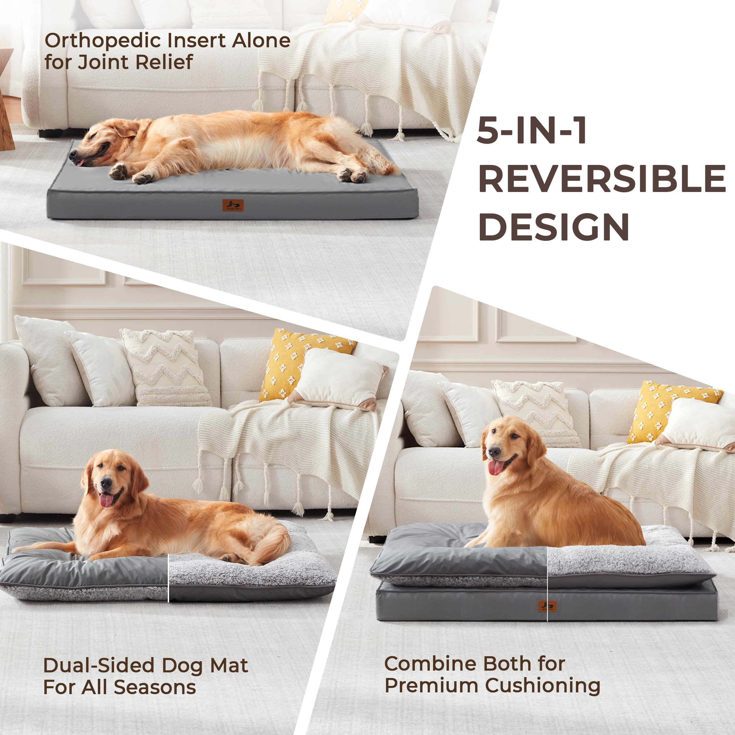 Warmrest — Lot de deux lits pour chien orthopédiques, imperméables et lavables (gris foncé)