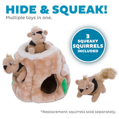Outward Hound Hide-A-Squirrel – Jouet puzzle peluche 2-en-1 pour chien (Petit) avec 3 écureuils sifflants