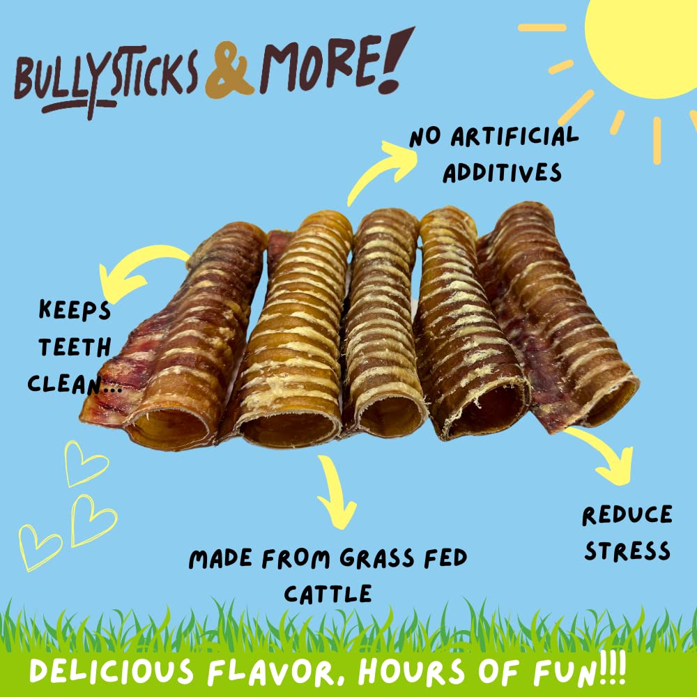 BULLYSTICKS & MORE Trachee de boeuf 6 pouces (12 pièces) – Friandises à mâcher longue durée pour chiens