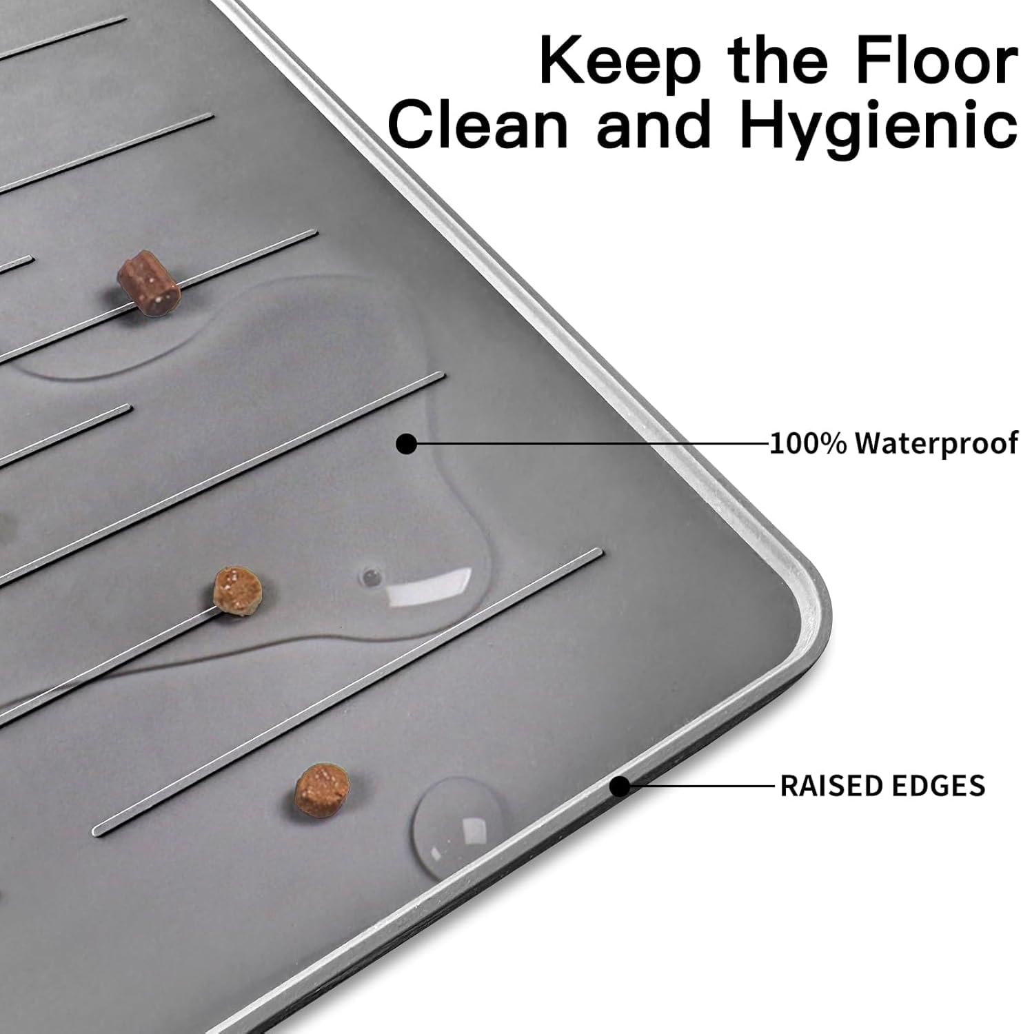 Ultibe 39.4 x 29.5 Large Silicone Pet Food Mat | Nonslip with Raised Edge