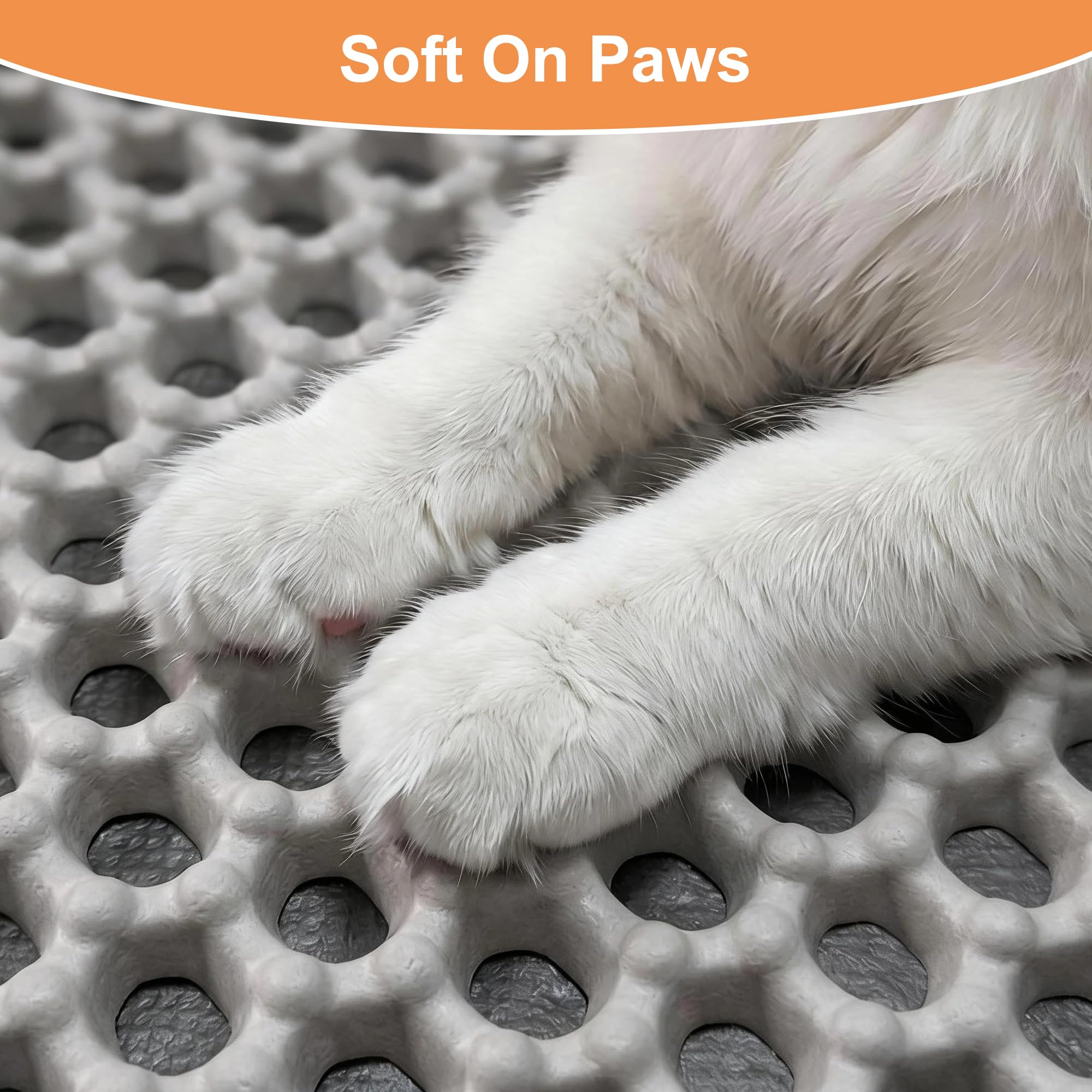 Aurorique Tapis Litière pour Chat XXL (119 x 99 cm) – Double-Couche, Non-Toxique, Facile à Nettoyer, Gris