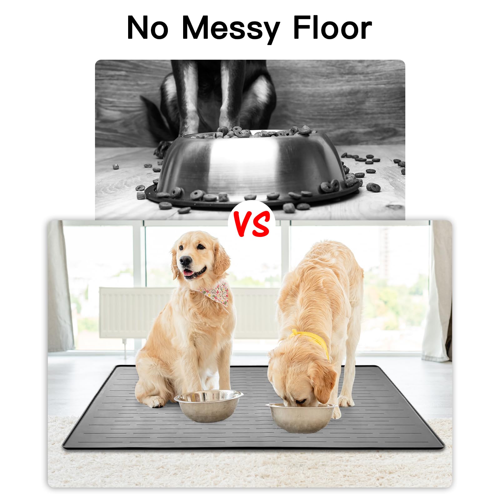Ultibe 39.4 x 29.5 Large Silicone Pet Food Mat | Nonslip with Raised Edge