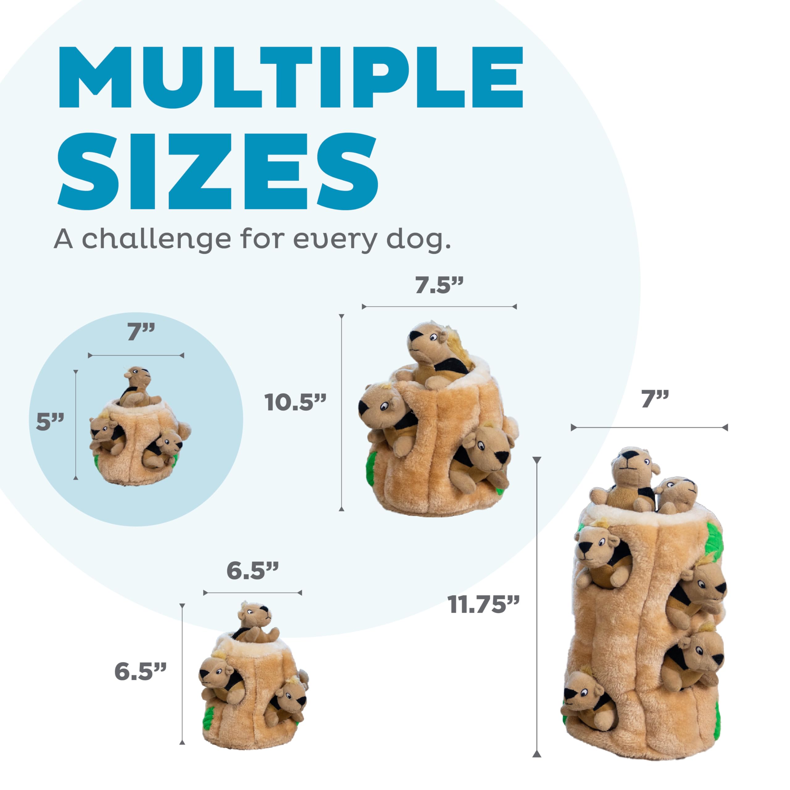 Outward Hound Hide-A-Squirrel – Jouet puzzle peluche 2-en-1 pour chien (Petit) avec 3 écureuils sifflants