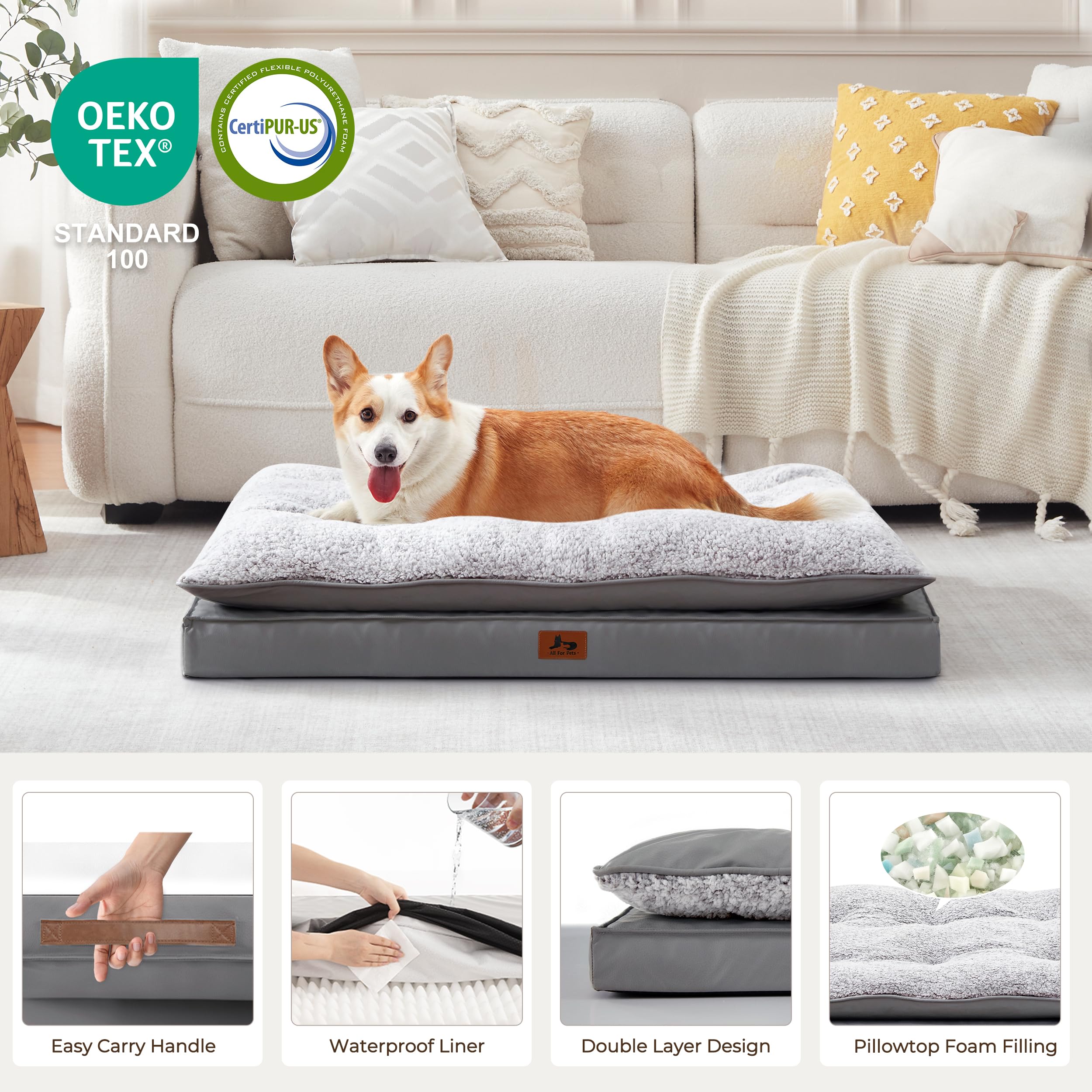 Warmrest — Lot de deux lits pour chien orthopédiques, imperméables et lavables (gris foncé)
