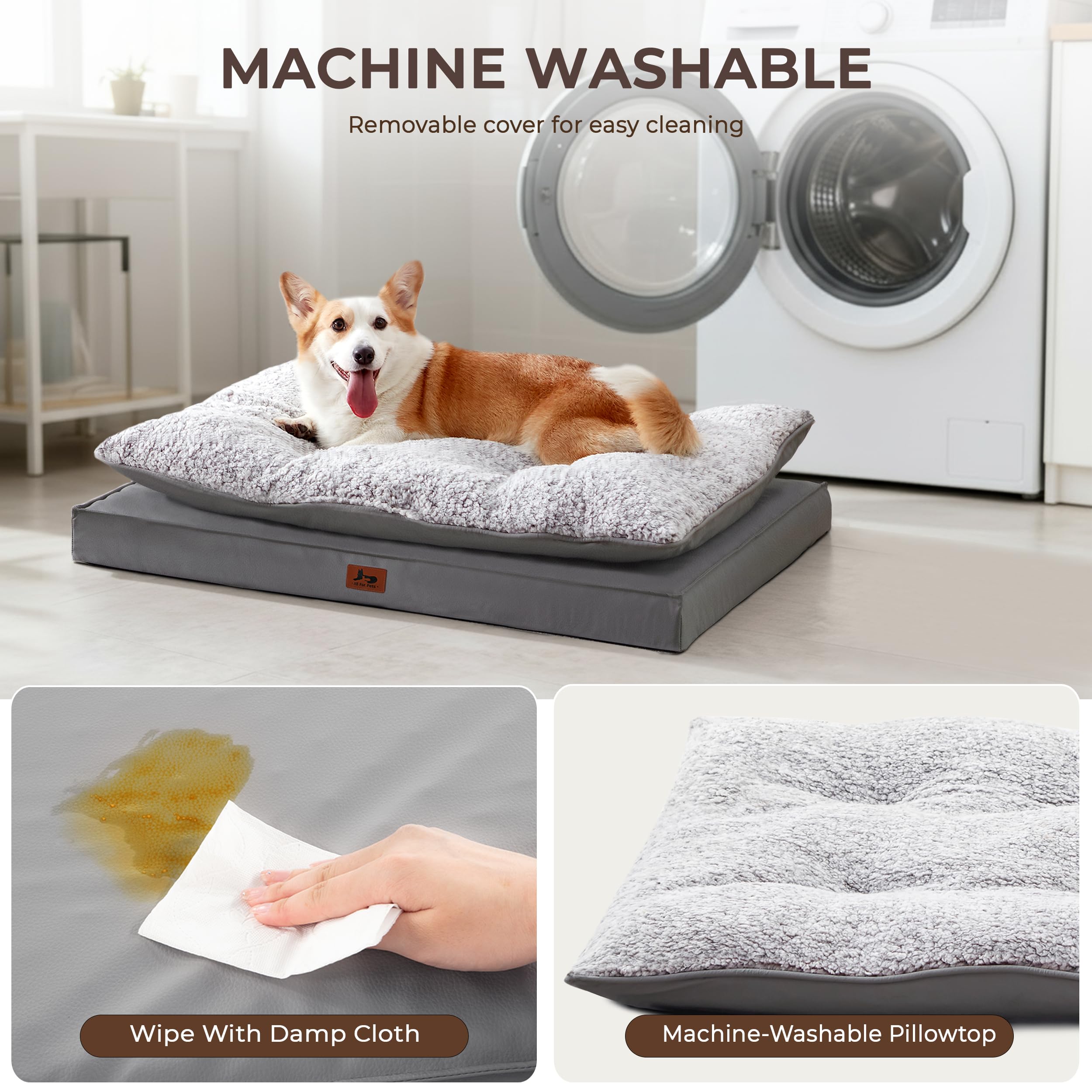 Warmrest — Lot de deux lits pour chien orthopédiques, imperméables et lavables (gris foncé)