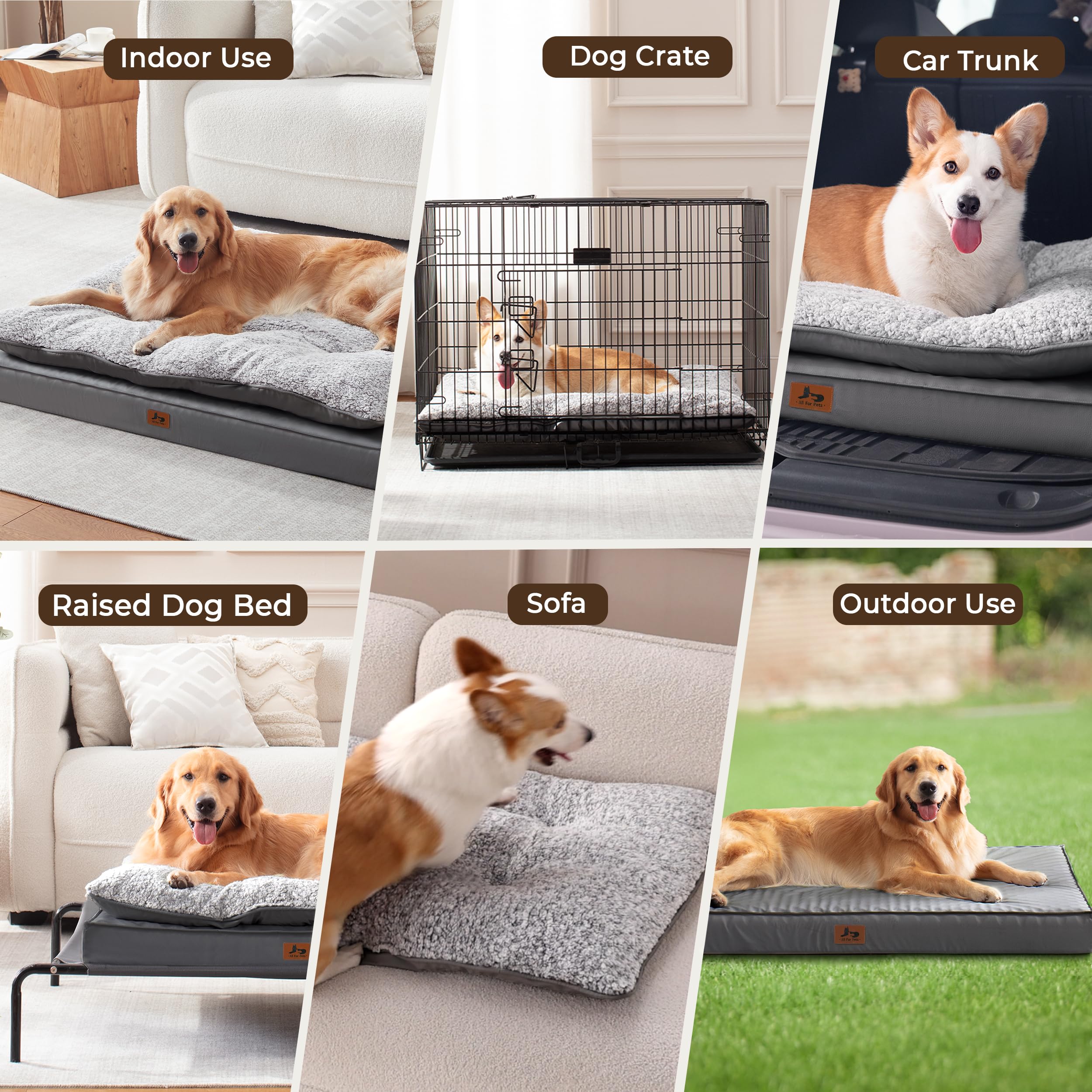 Warmrest — Lot de deux lits pour chien orthopédiques, imperméables et lavables (gris foncé)