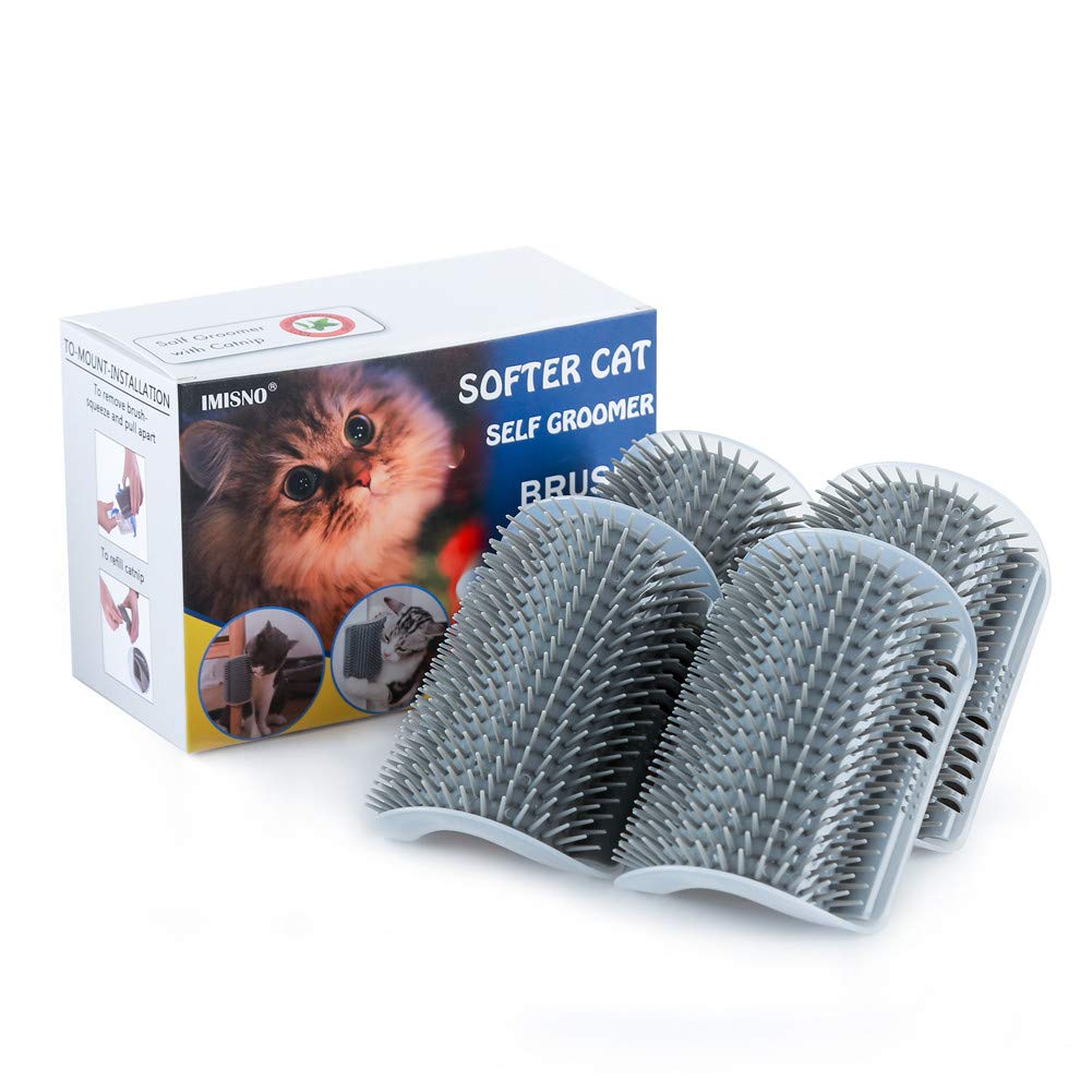 IMISNO chat : brosse massage murale gris pour le pelage et le confort.