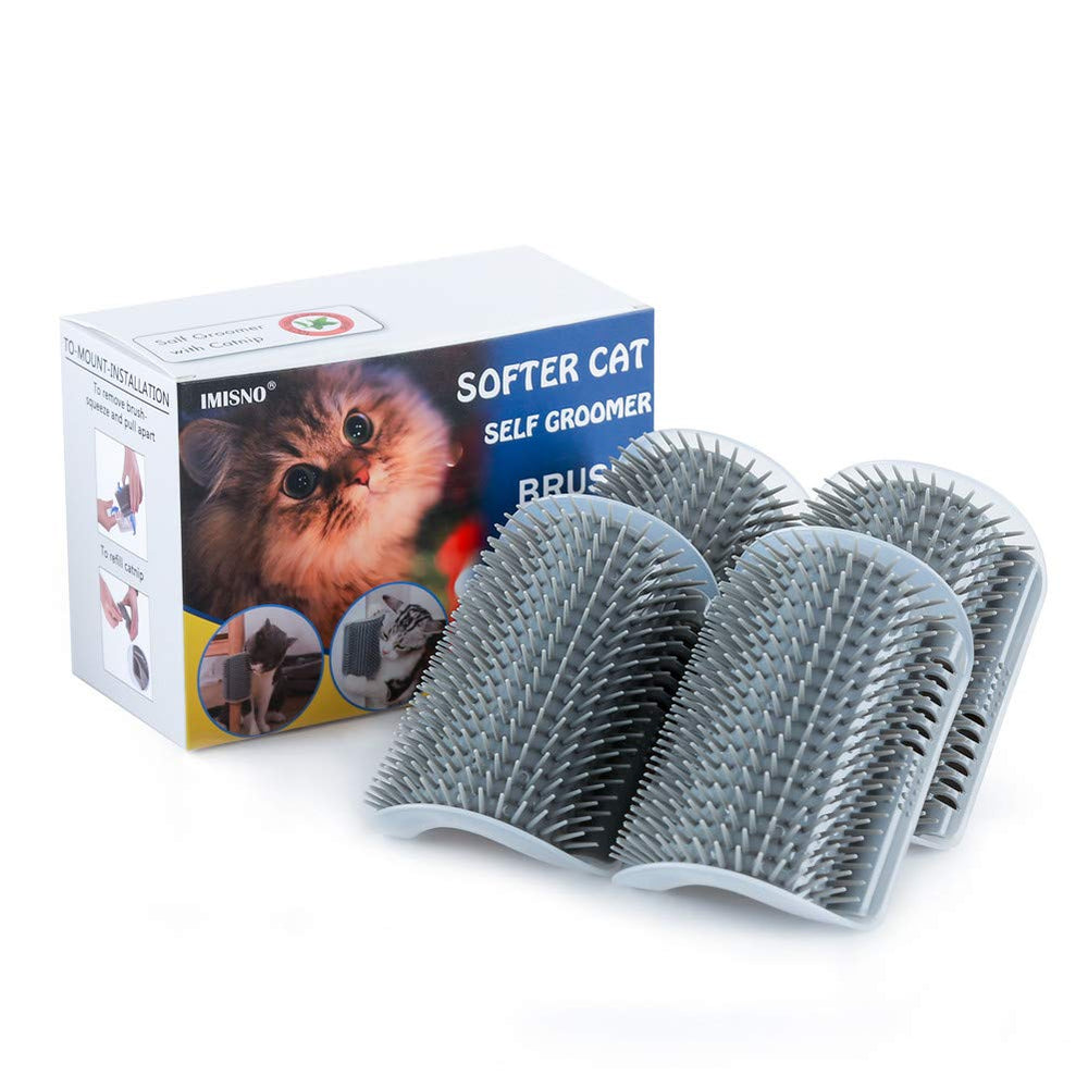 IMISNO chat : brosse massage murale gris pour le pelage et le confort.
