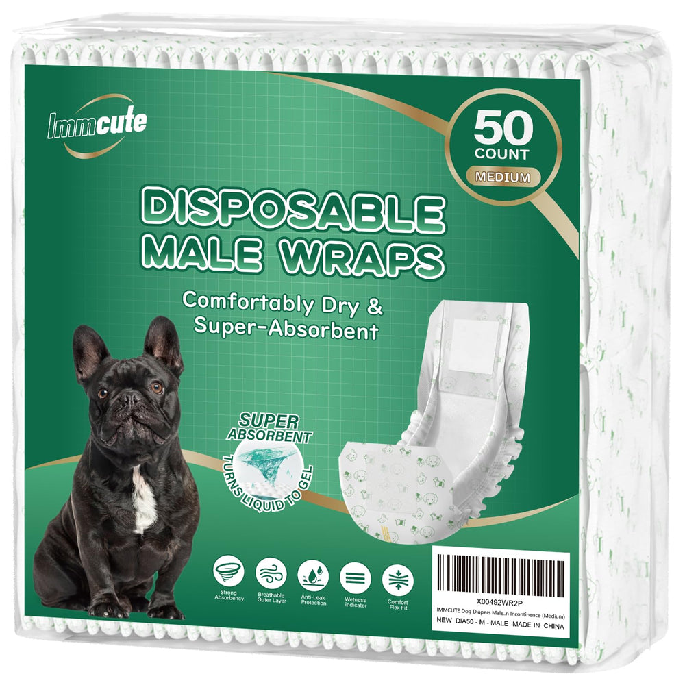 IMMCUTE bandages-male-chien-medium: protection légère et absorption fiable au quotidien.