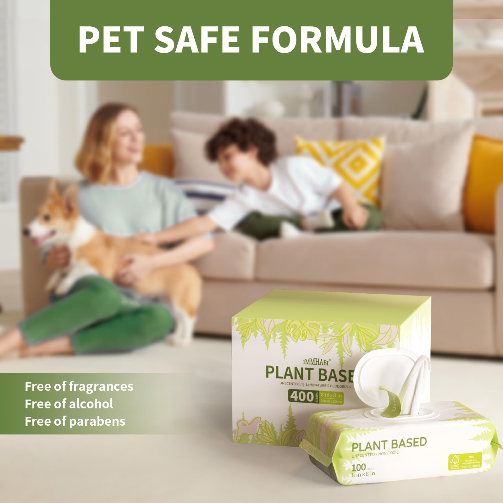 IMMHABI 400 lingettes nettoyage-pattes – absorbantes et douces pour chiens et chats.