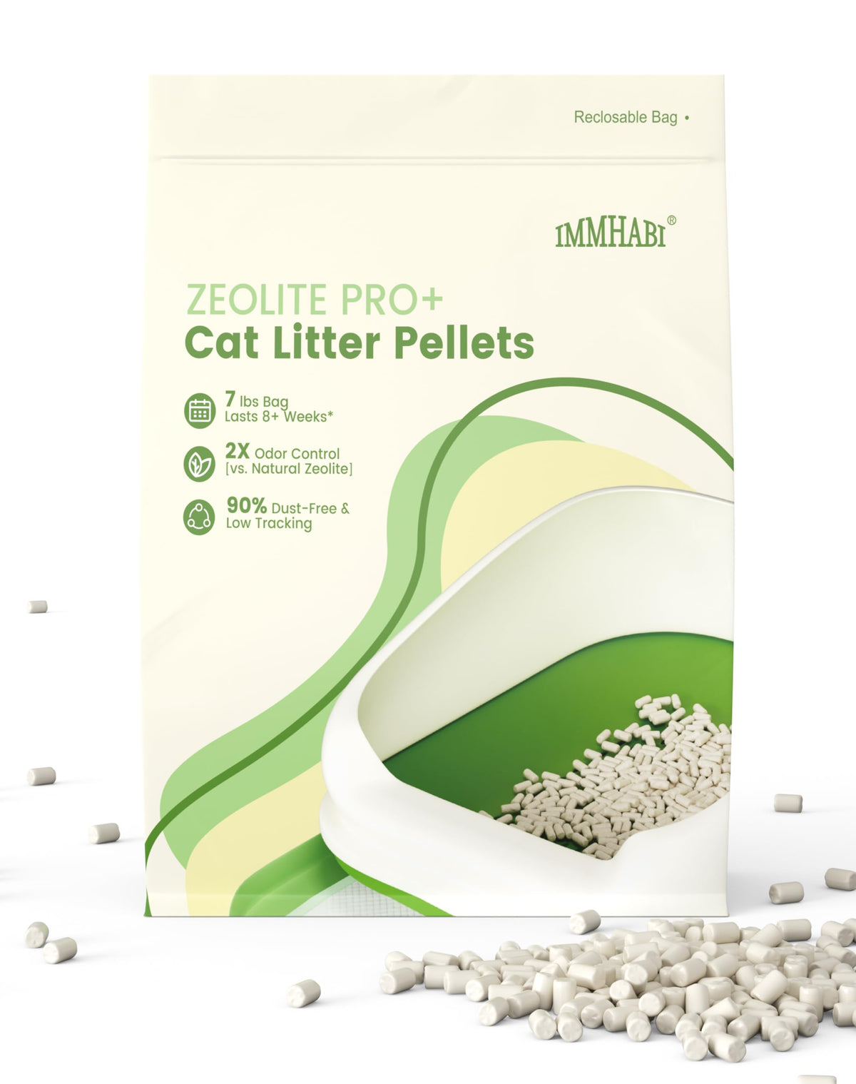 IMMHABI pellets-litiere-anti-odeurs: neutralise les odeurs et prolonge la fraîcheur du bac.