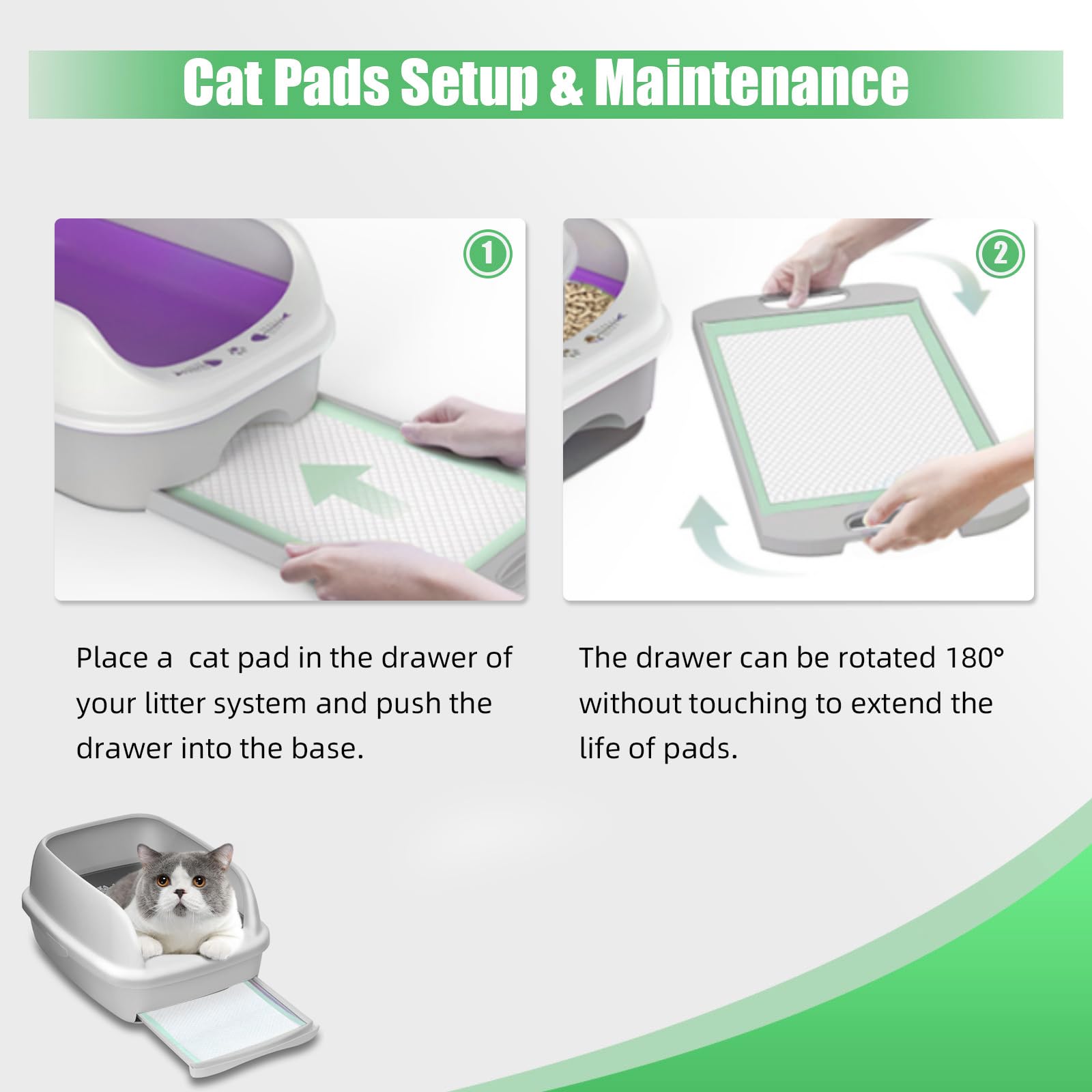 IMMCUTE tapis-chat séchage rapide, gel emprisonnant l’urine.
