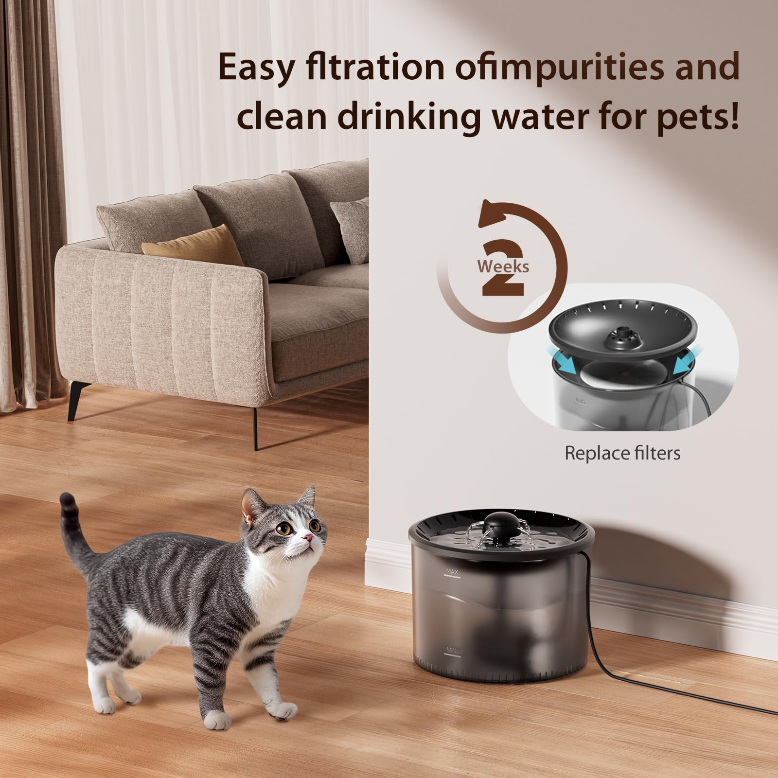 IMIPAW fontaine-silencieuse: fonctionnement faible bruit pour maison calme.