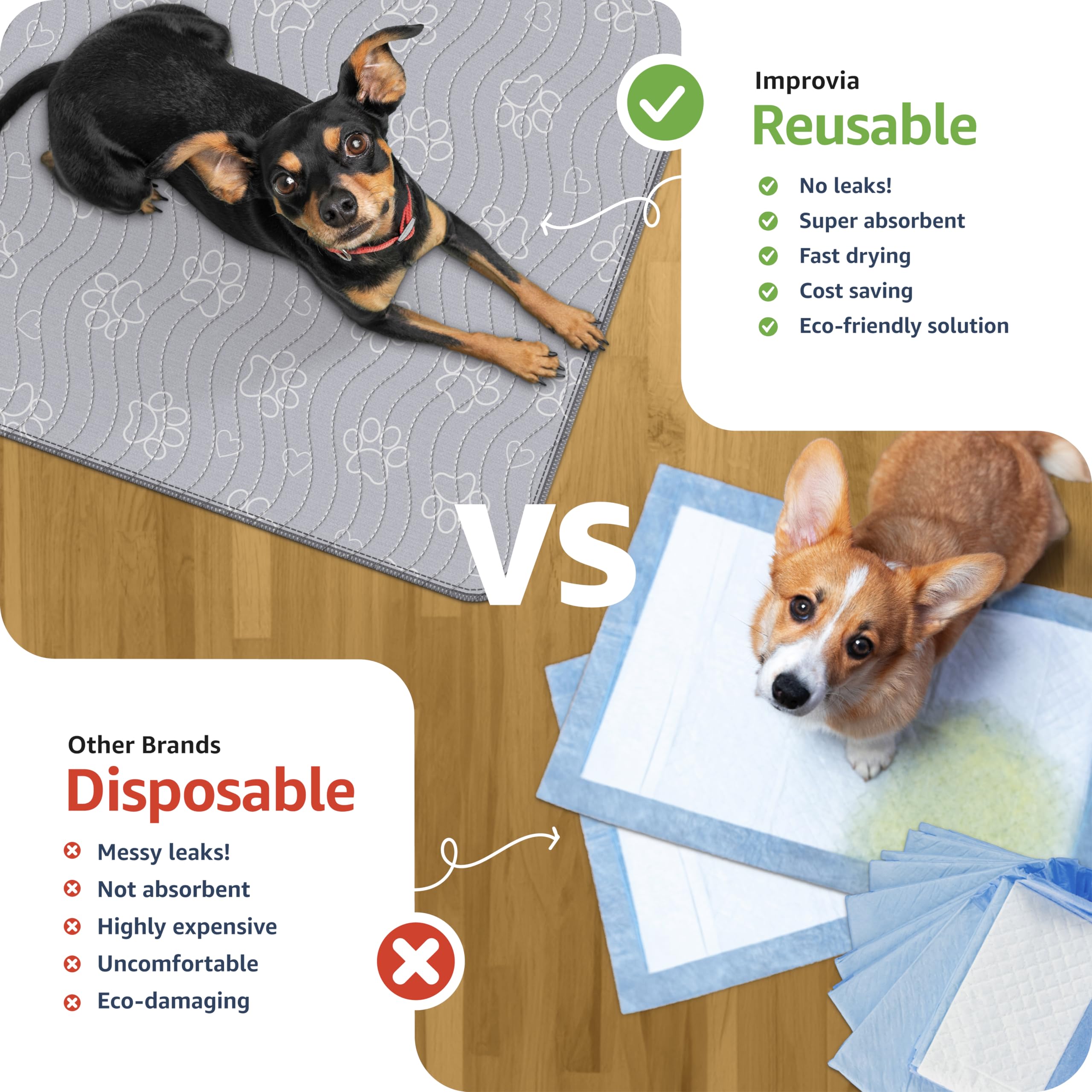 IMPROVIA Tapis-puppy-pad lavable et durable pour un usage répété