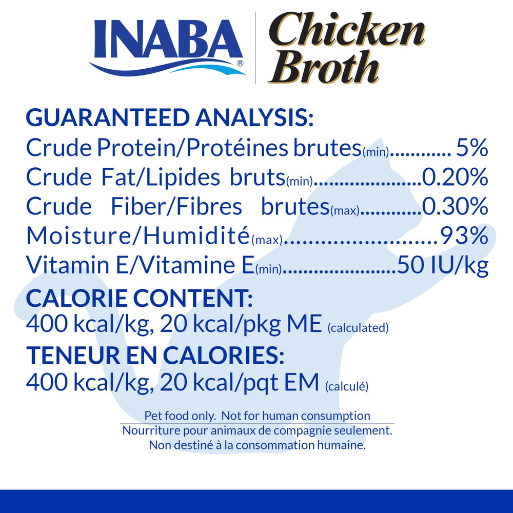 Portion par pochette INABA bouillon chat: portions pratiques à servir.
