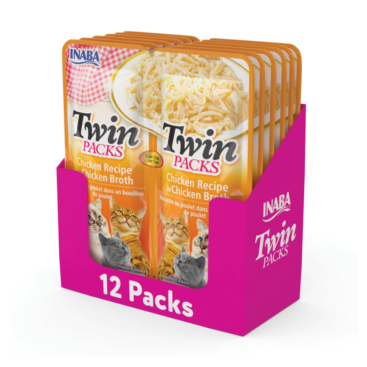 INABA Twin Pack pour chats avec portions de poulet dans bouillon gelé, repas pratique et hydratant.