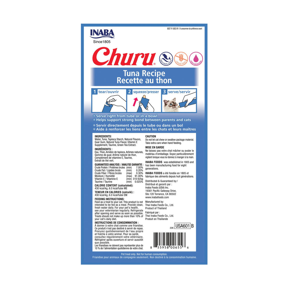 INABA Churu disponible en 19 saveurs variées pour tous les âges.