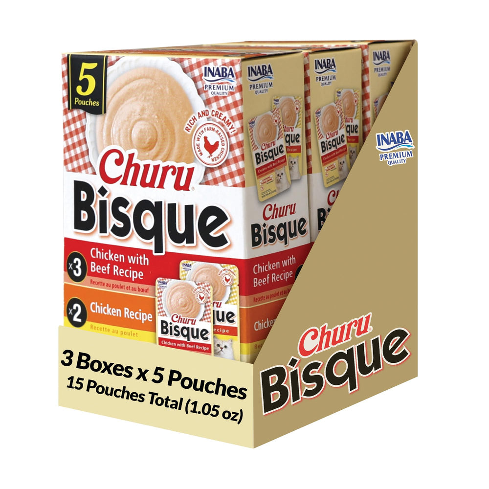 Purée INABA Churu Bisque en sachet crèmeux prête à servir.