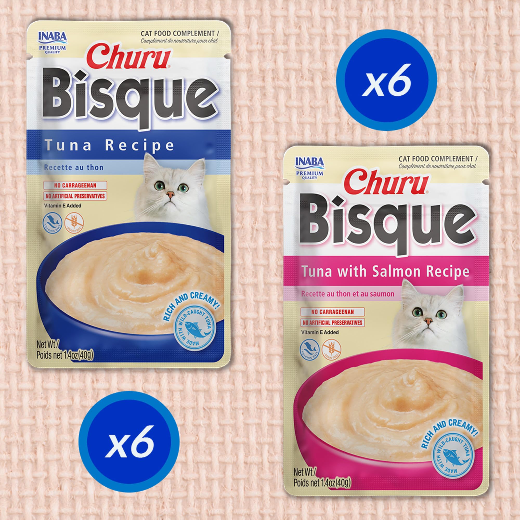 Inaba Churu Bisque pour chat sans grains, option alimentaire plus légère.