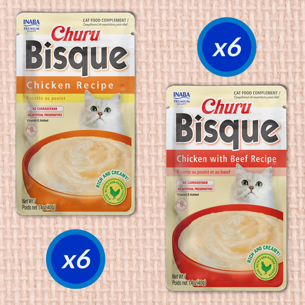 INABA Churu Bisque – sachet avec Vitamine E soutenant l’immunité éventuelle.