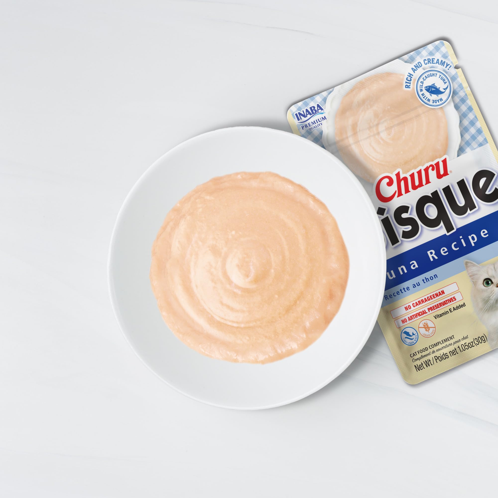 INABA Churu Bisque fibres insolubles purée favorisant digestion et contrôle des poils