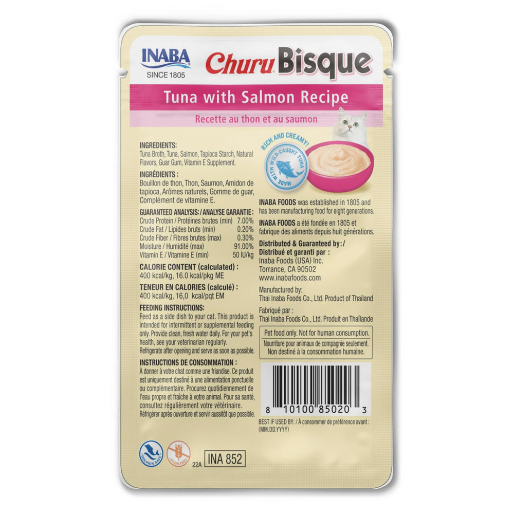 Sachets individuels INABA Churu Bisque, format pratique pour repas.