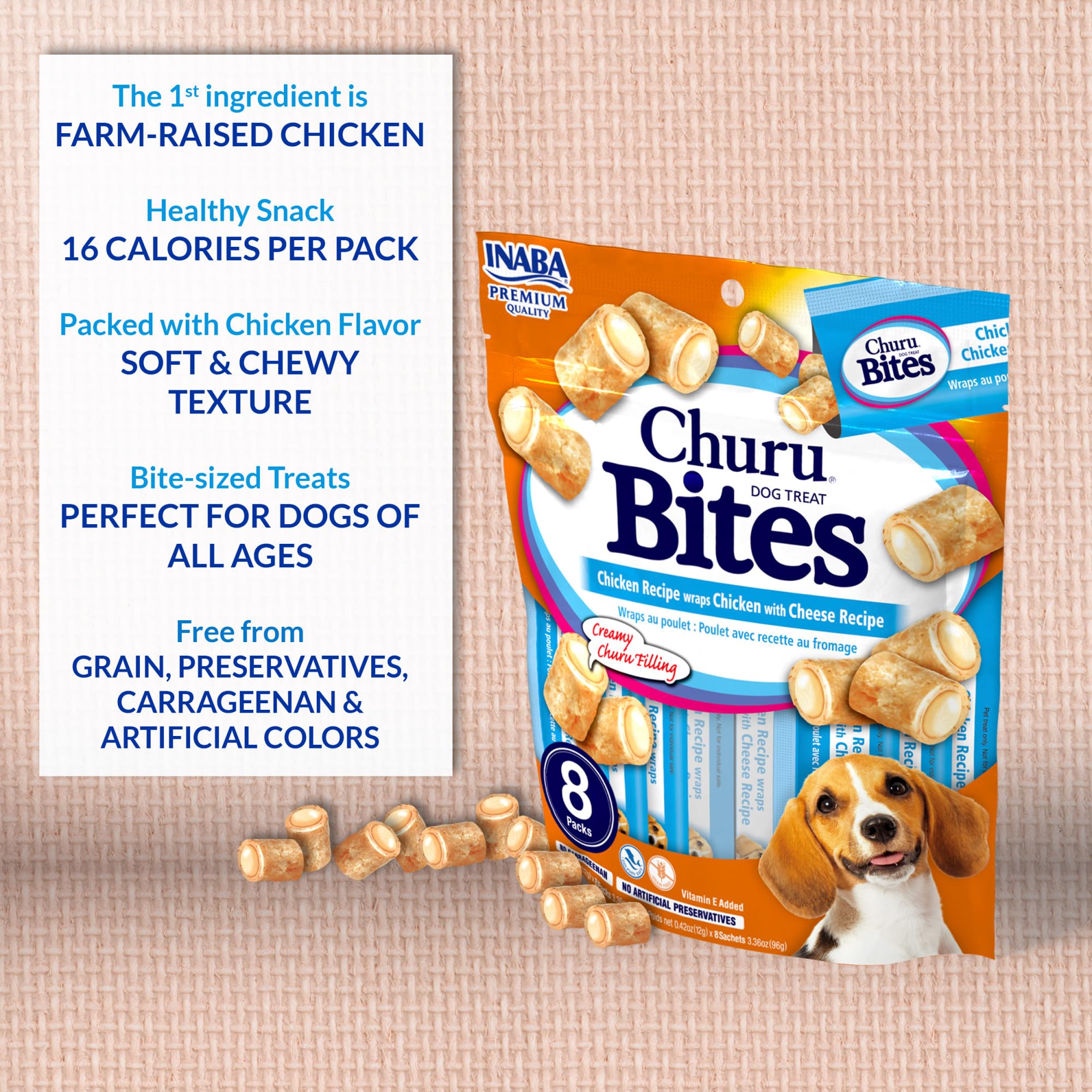 INABA Churu Bites – boîte de 8 tubes, pratique pour les balades.