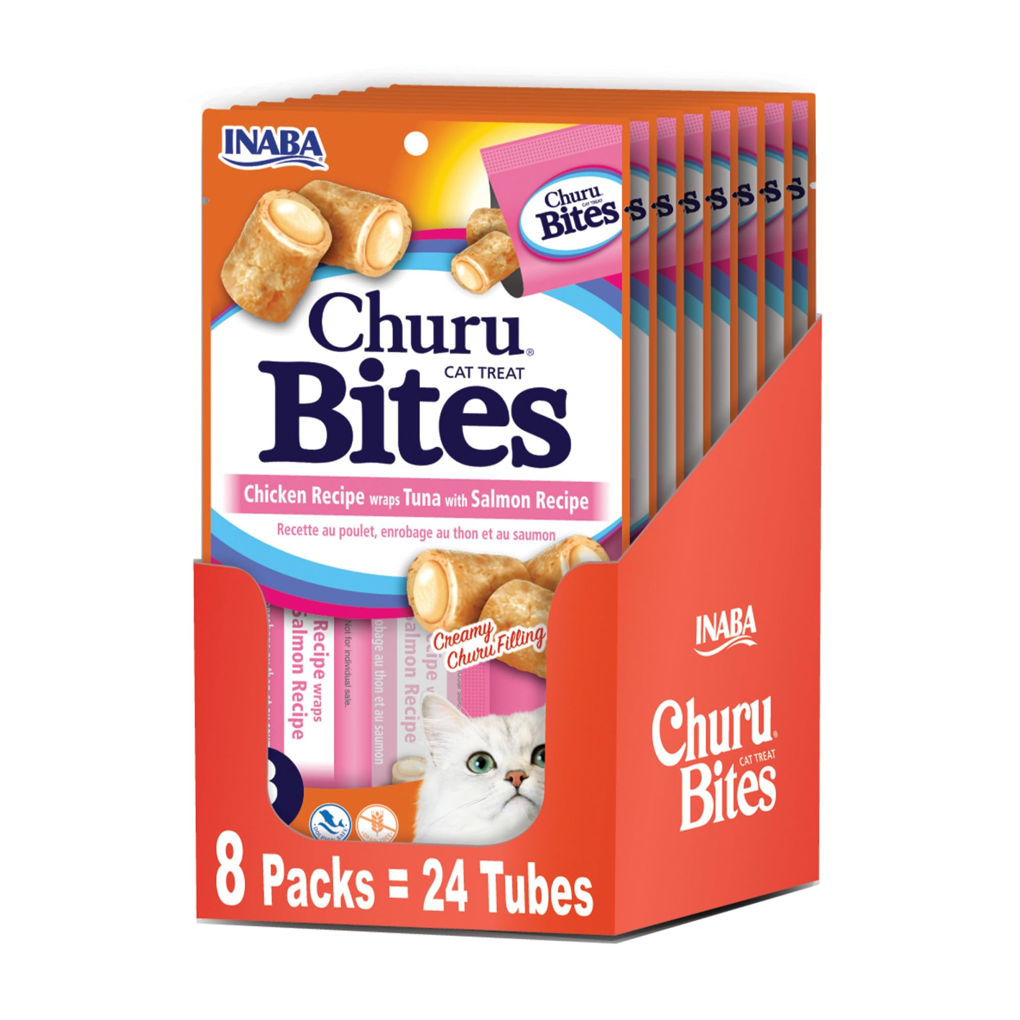 INABA Churu Bites pour chats – tubes thon-saumon, régal pratique sans conservateurs.
