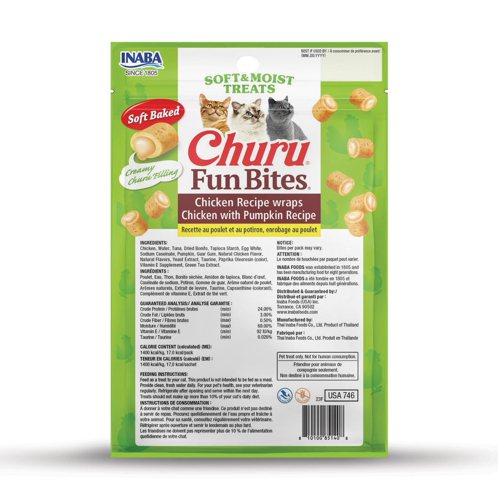 INABA Churu Fun Bites 17 kcal par sachet, collation légère.