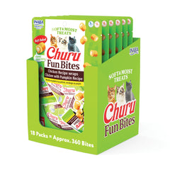 INABA Churu Fun Bites chat, emballage visible, portions pratiques pour partage quotidien.