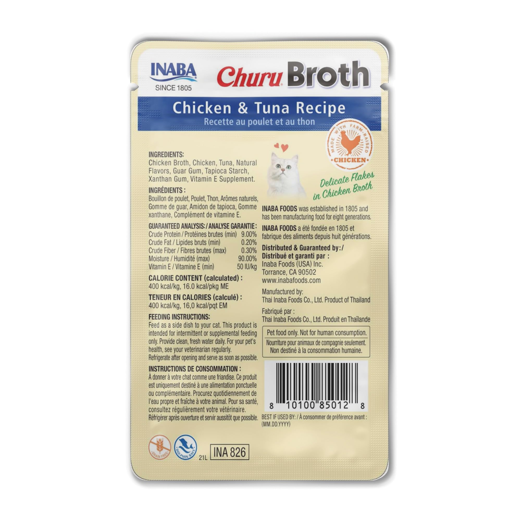 INABA Churu Bouillon chat, topping pratique sur repas.