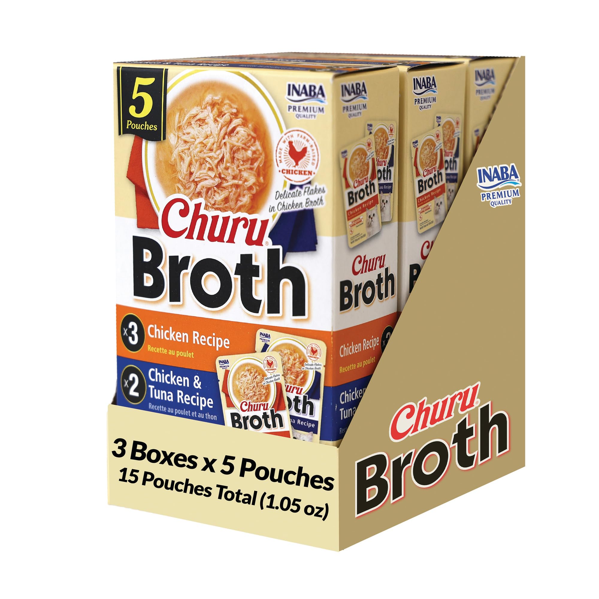 INABA Churu bouillon crèmeux au poulet effiloché, hydratation possible pour le chat.