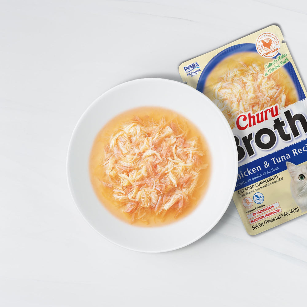 INABA Churu Broth chat pétoncle, texture appétissante et source de protéines.