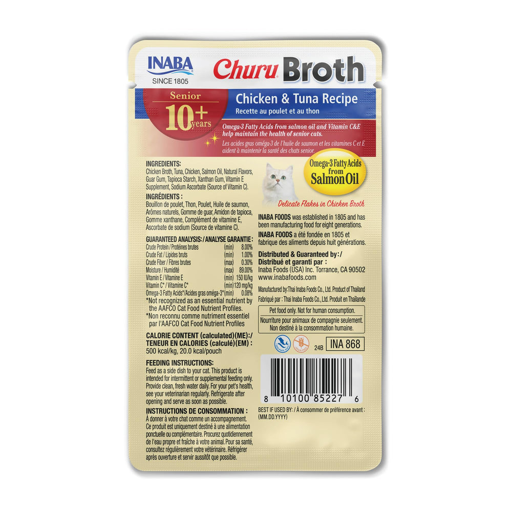INABA Churu Broth Senior 10+ servir facilement, sachet prêt à l’emploi.