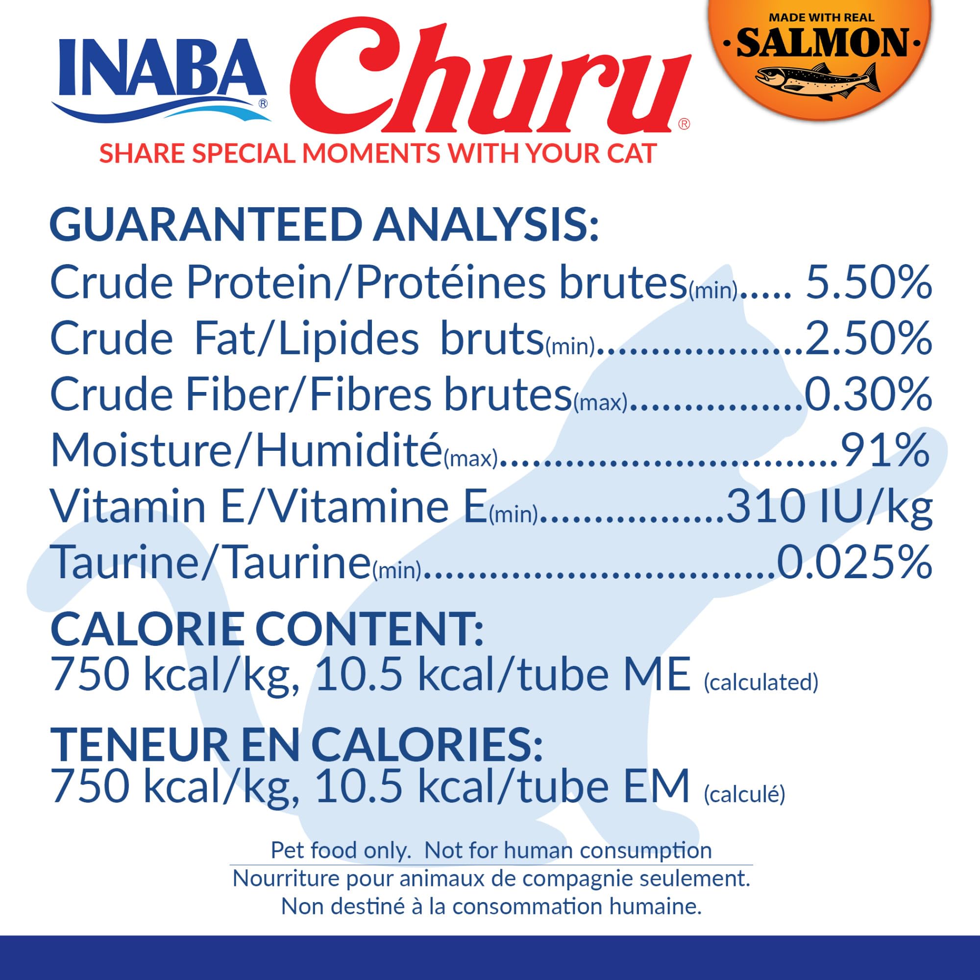 Chat mange à la main INABA Churu purée saumon.