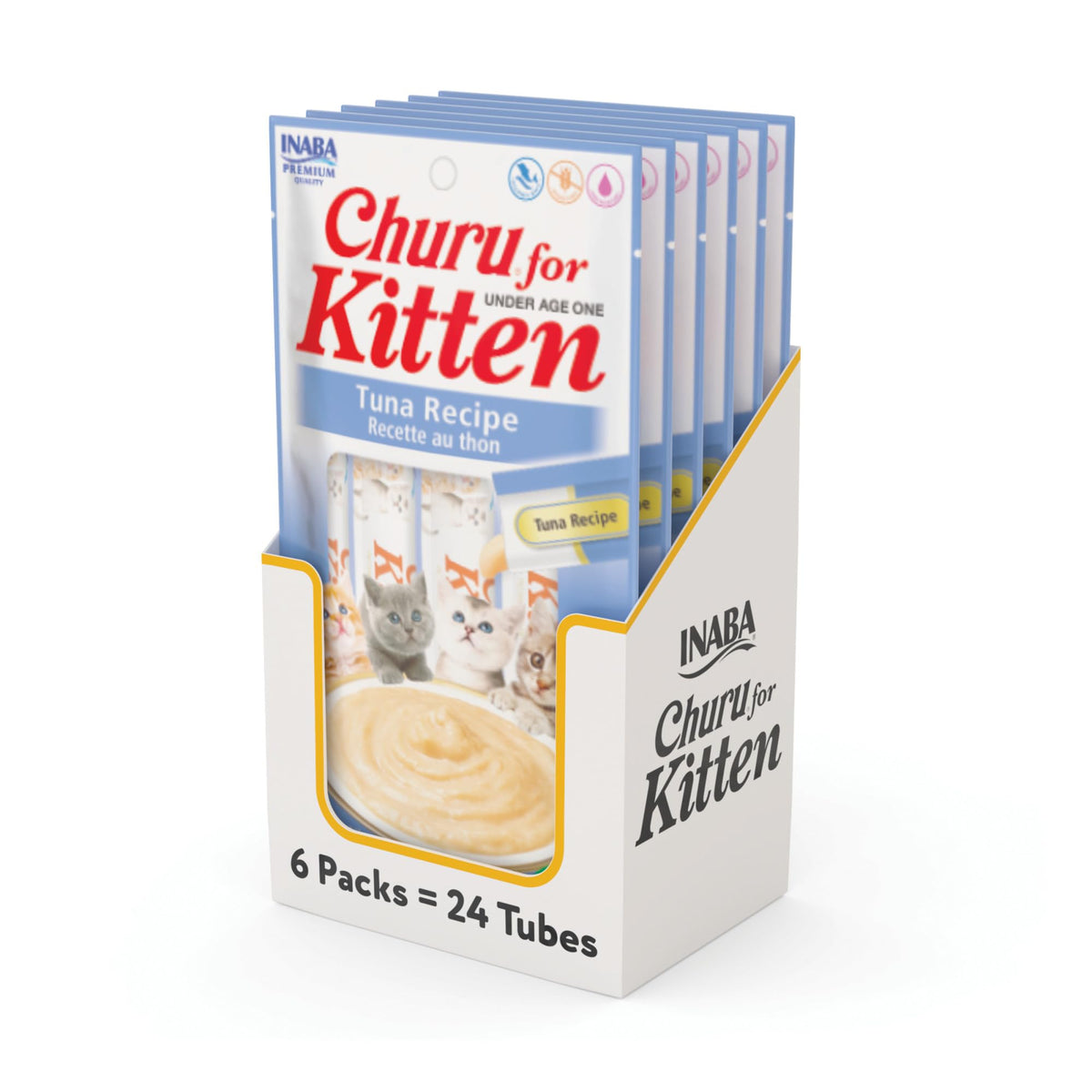 INABA Churu chaton purée crèmeuse au thon, texture veloutée et délicieuse.