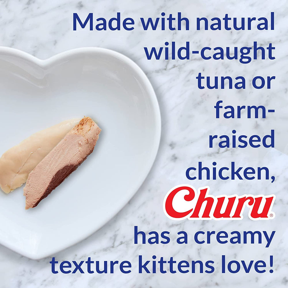 Calcium pour la croissance des os avec INABA Churu chatons au thon.