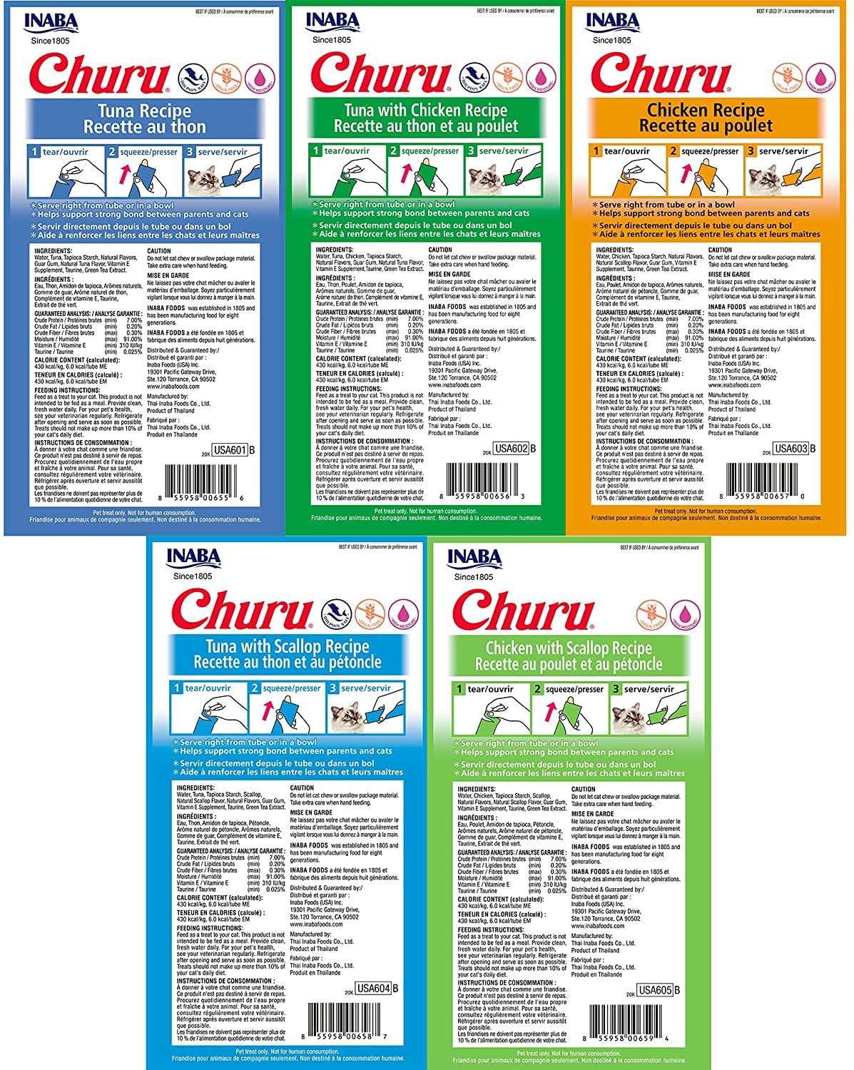 INABA Churu: emballage 20 tubes variés, saveurs diverses