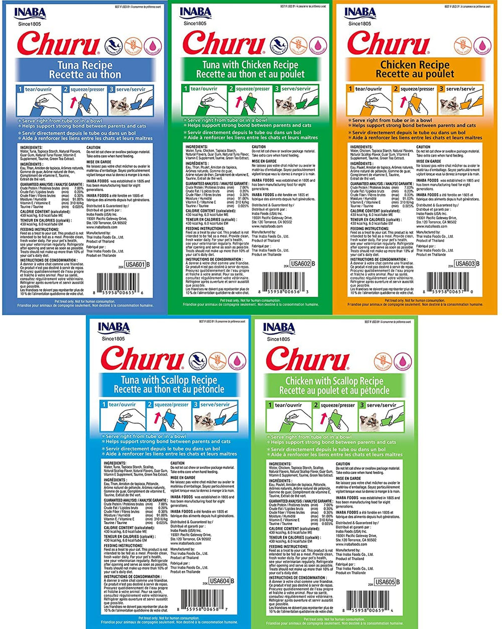 INABA Churu: emballage 20 tubes variés, saveurs diverses