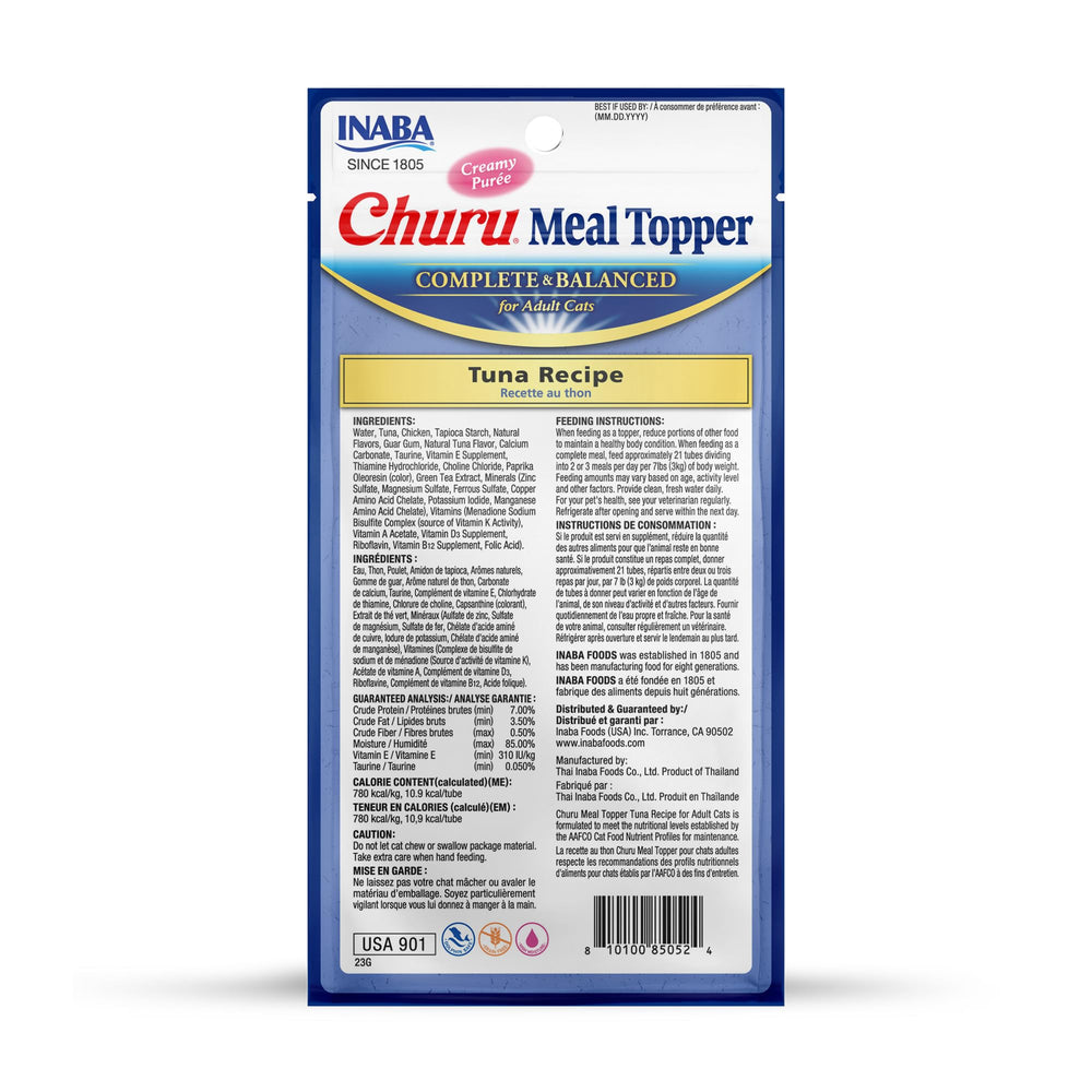 Emballage tube pratique INABA Churu pour vos sorties et voyages avec le chat.