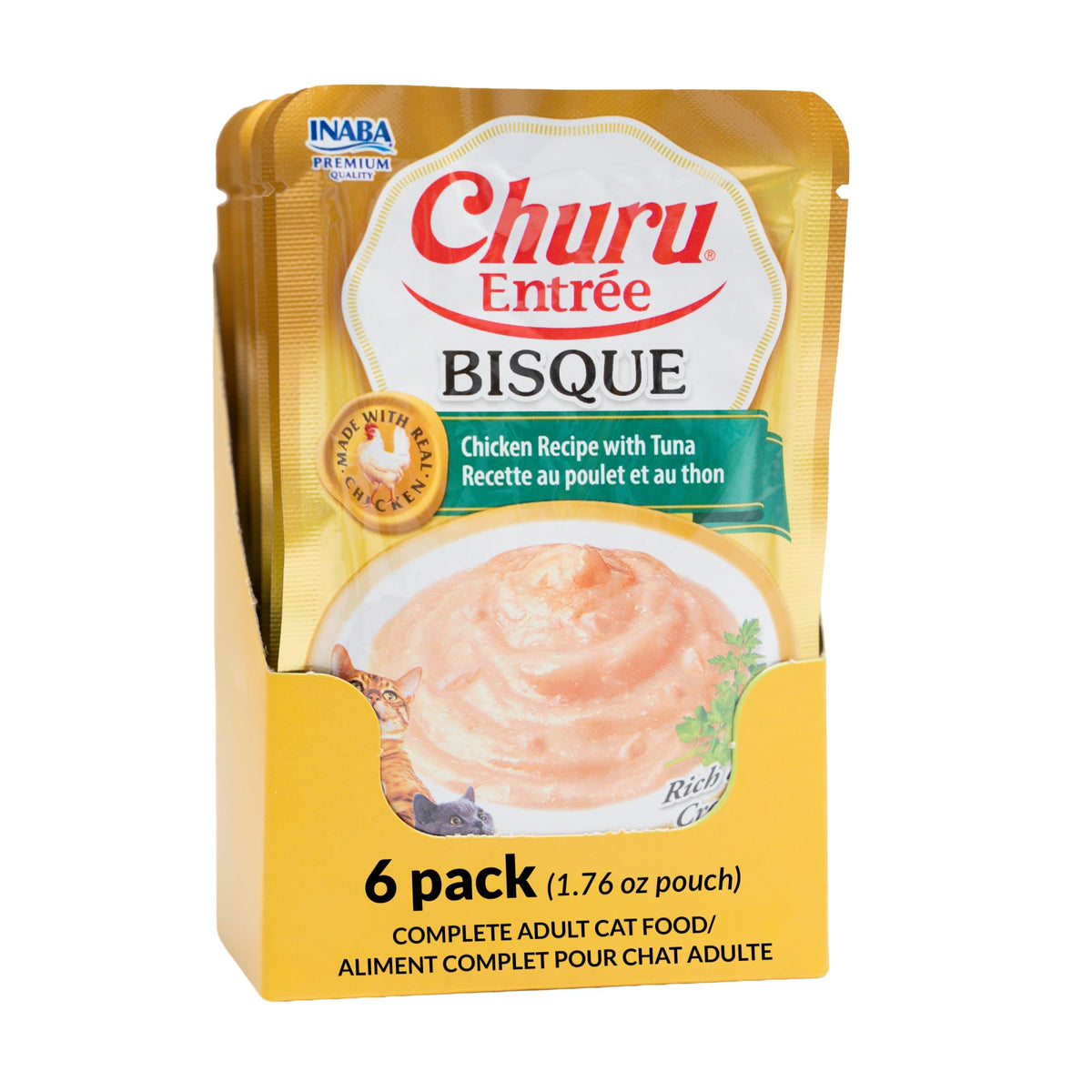 INABA Churu Entrée Bisque, poche de 1,76 oz, repas pratique pour chat.