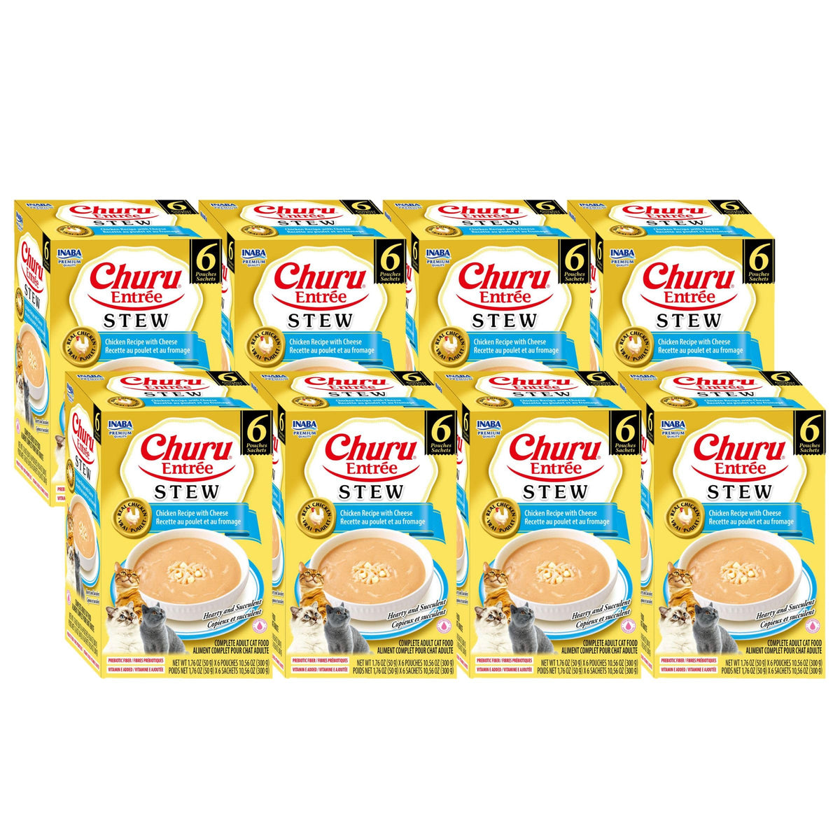 INABA Churu Entrée Stew en sachet poulet fromage, hydratation et plaisir culinaire pour chat adulte