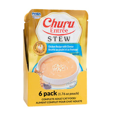 INABA Churu Entrée Stew – sachet poulet avec fromage, hydratation pratique pour chats