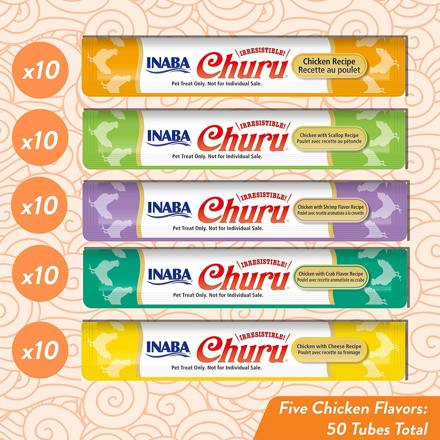Tube INABA Churu à faible calories, convient pour une collation légère.