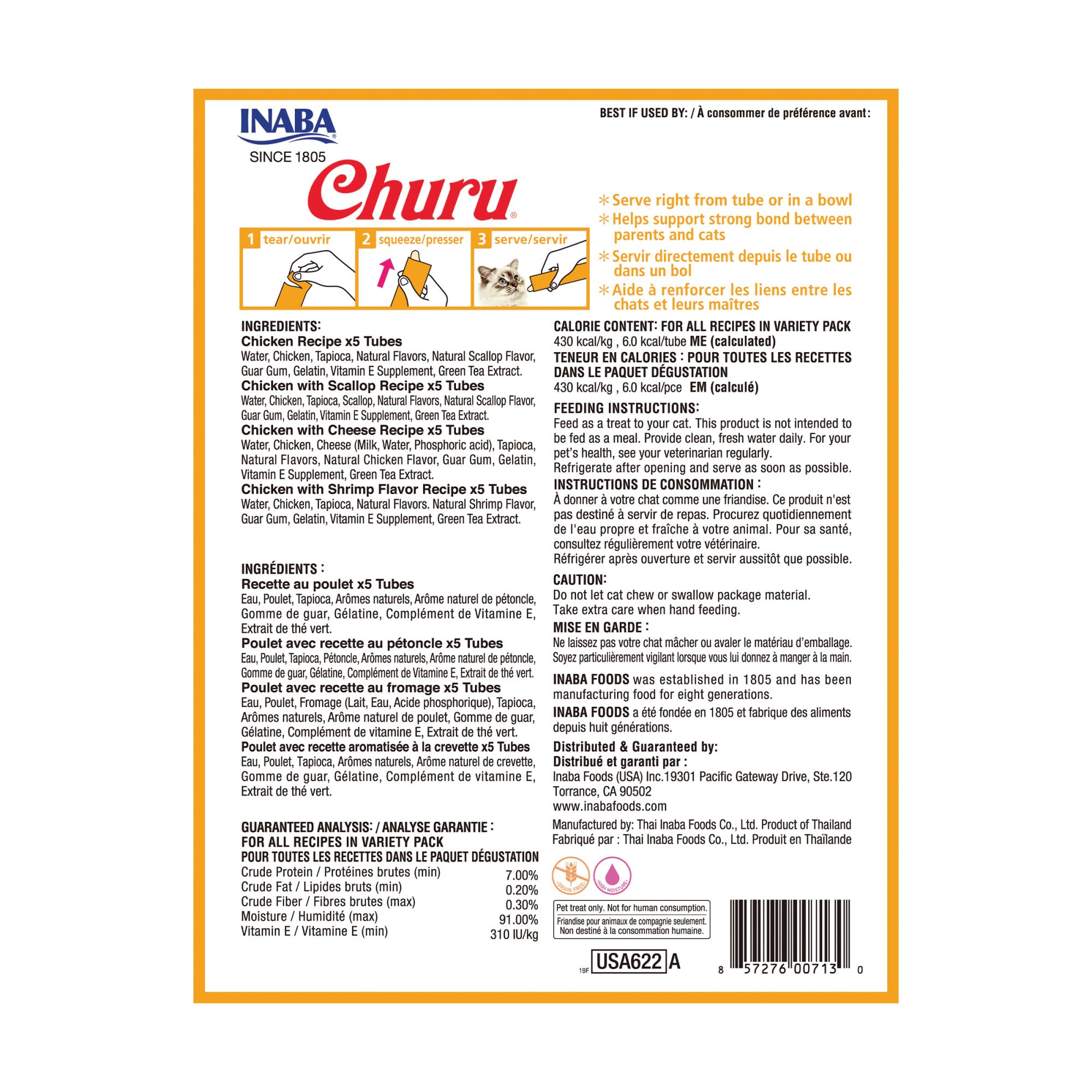 INABA Churu format tubes 0,5 onces, pratique et dosable