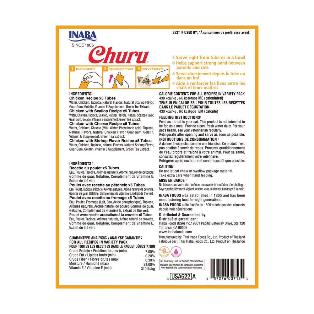 INABA Churu format tubes 0,5 onces, pratique et dosable