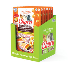Friandises INABA Churu Fun Bites, emballage Tetra, portions pratiques pour des friandises fraîches.