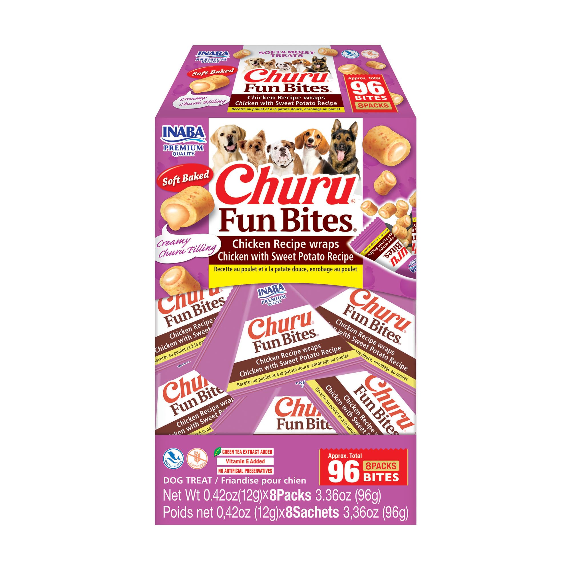 INABA Churu Fun Bites emballage tetra ouvert, pratique pour l'entraînement